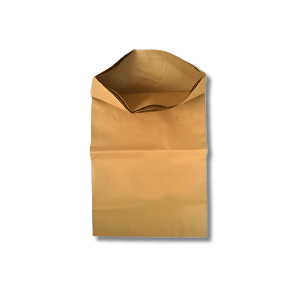 Open mouth block bottom industrial paper sack designed for fast-filling.