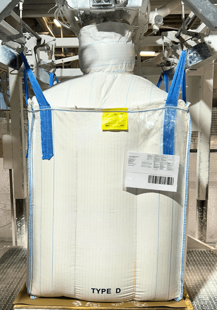 Large Anti-static bulk bags in warehouse.